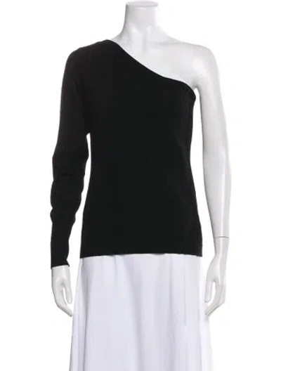 Pre-owned Etcetera One-shoulder Long Sleeve Top In Black