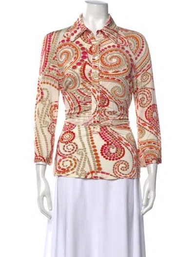 Pre-owned Etcetera Paisley Print Long Sleeve Button-up Top In Multicolor
