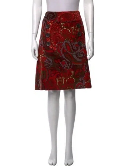 Pre-owned Etcetera Paisley Print Midi Length Skirt In Red
