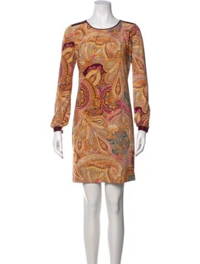 Pre-owned Etcetera Paisley Print Mini Dress In Orange