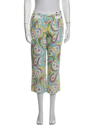 Pre-owned Etcetera Paisley Print Straight Leg Pants In Multicolor