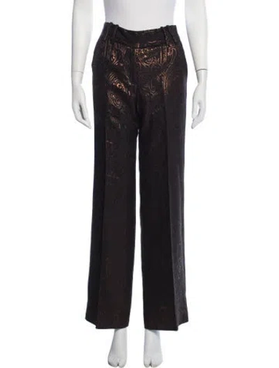 Pre-owned Etcetera Paisley Print Wide Leg Pants In Brown