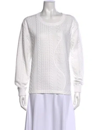 Pre-owned Etcetera Patterned Crew Neck Sweatshirt In White