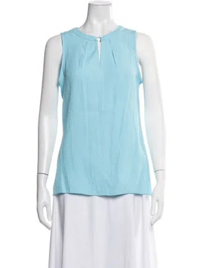 Pre-owned Etcetera Patterned Crew Neck Top In Blue