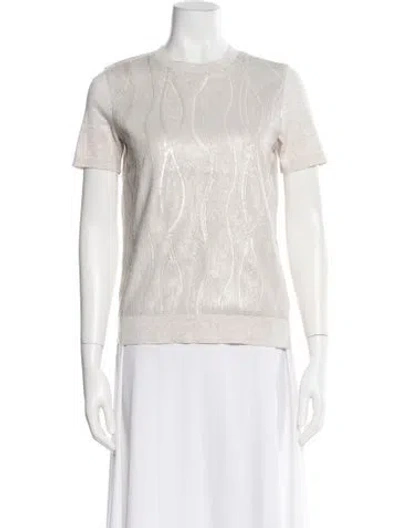 Pre-owned Etcetera Patterned Crew Neck Top In White