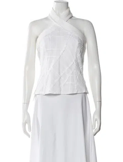 Pre-owned Etcetera Patterned Halterneck Top In White