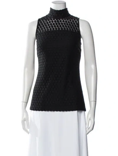 Pre-owned Etcetera Patterned Mock Neck Top In Black