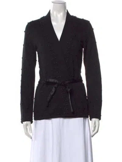 Pre-owned Etcetera Patterned Open Front Sweater In Black