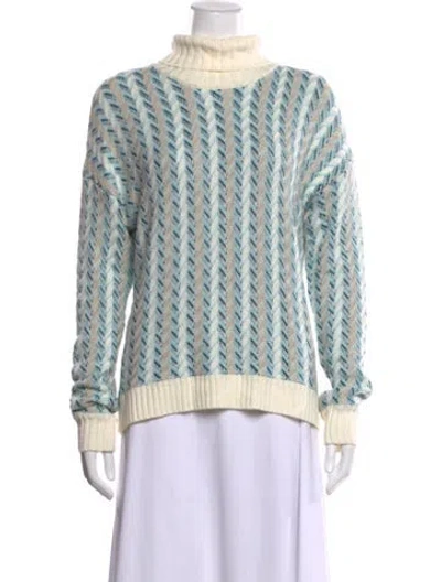 Pre-owned Etcetera Patterned Turtleneck Sweater In Blue