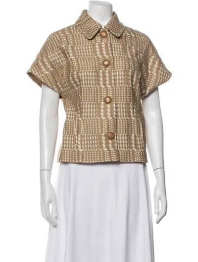 Pre-owned Etcetera Plaid Print Blazer In Neutrals