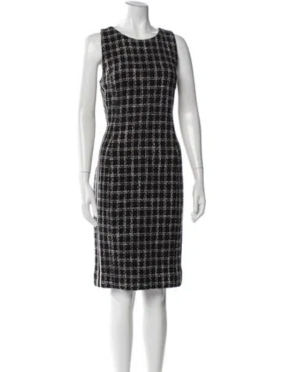 Pre-owned Etcetera Plaid Print Knee-length Dress In Black