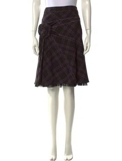 Pre-owned Etcetera Plaid Print Knee-length Skirt In Black