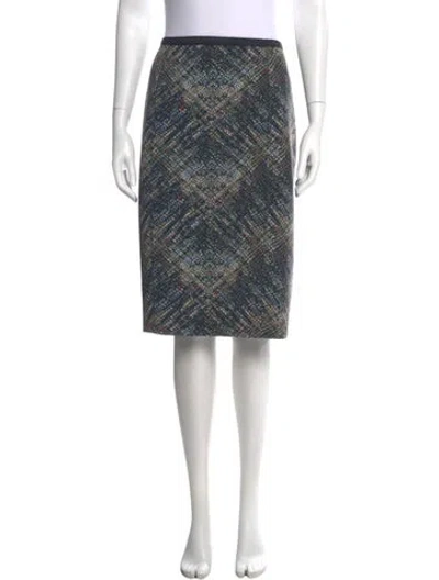 Pre-owned Etcetera Plaid Print Knee-length Skirt In Blue