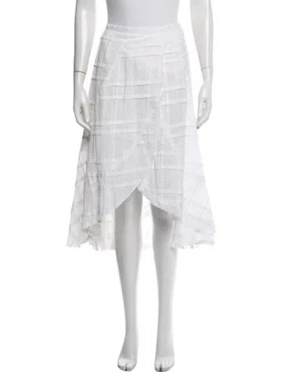 Pre-owned Etcetera Plaid Print Midi Length Skirt In White