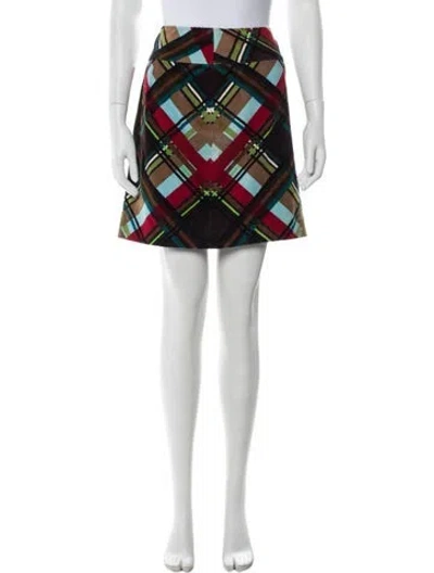 Pre-owned Etcetera Plaid Print Mini Skirt In White