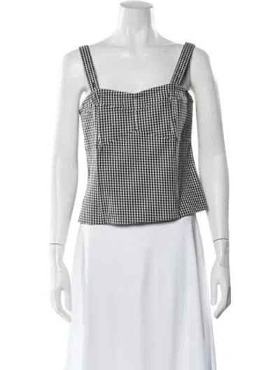 Pre-owned Etcetera Plaid Print Square Neckline Top W/ Tags In White