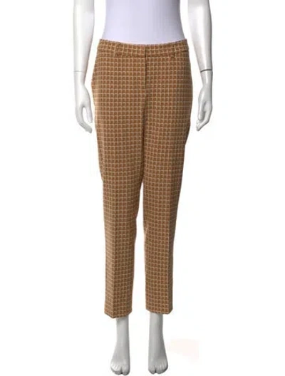 Pre-owned Etcetera Plaid Print Straight Leg Pants In Brown