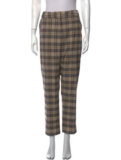 Pre-owned Etcetera Plaid Print Straight Leg Pants In Multicolor