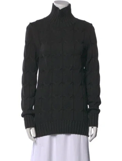 Pre-owned Etcetera Plaid Print Turtleneck Sweater In Gray