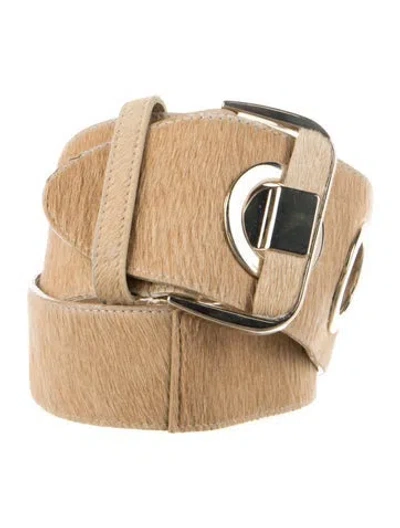 Pre-owned Etcetera Ponyhair Waist Belt In Neutrals