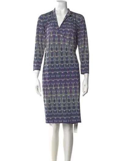 Pre-owned Etcetera Printed Knee-length Dress In Blue