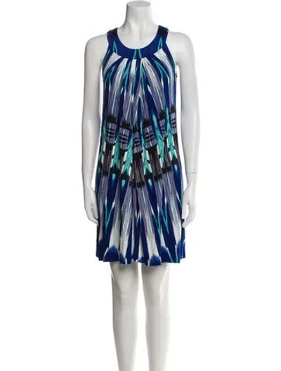 Pre-owned Etcetera Printed Mini Dress In Blue