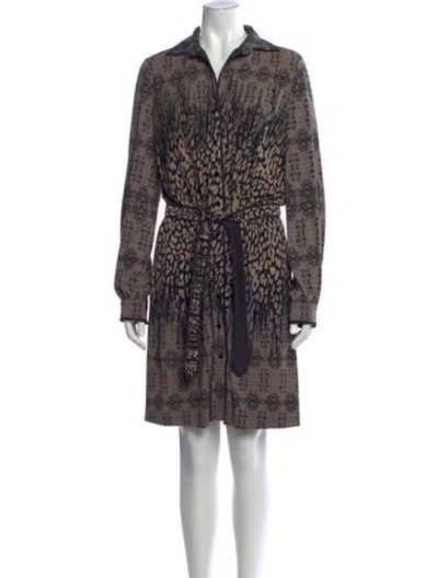 Pre-owned Etcetera Printed Mini Dress In Brown