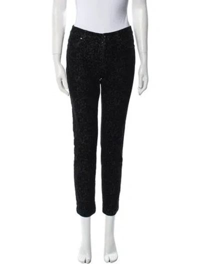 Pre-owned Etcetera Printed Skinny Leg Pants In Black