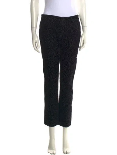 Pre-owned Etcetera Printed Straight Leg Pants In Black