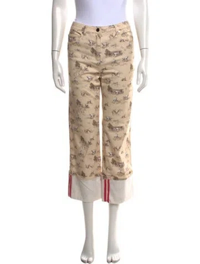 Pre-owned Etcetera Printed Straight Leg Pants In Neutral