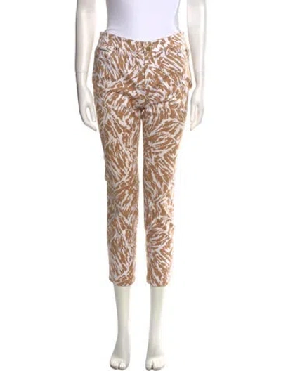 Pre-owned Etcetera Printed Straight Leg Pants In White