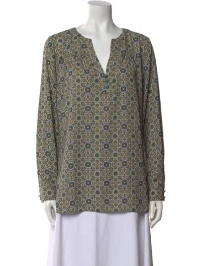 Pre-owned Etcetera Printed V-neck Blouse In Multi