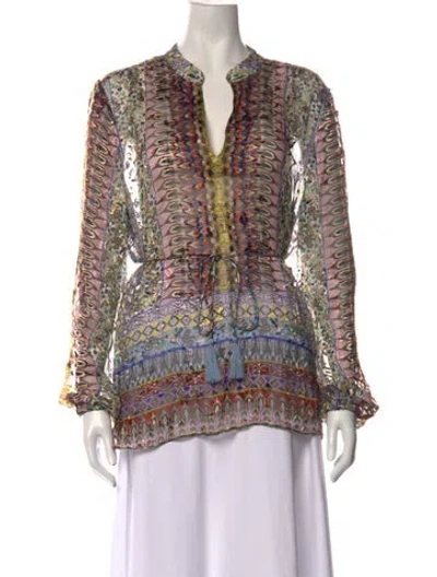 Pre-owned Etcetera Printed V-neck Blouse In Multicolor
