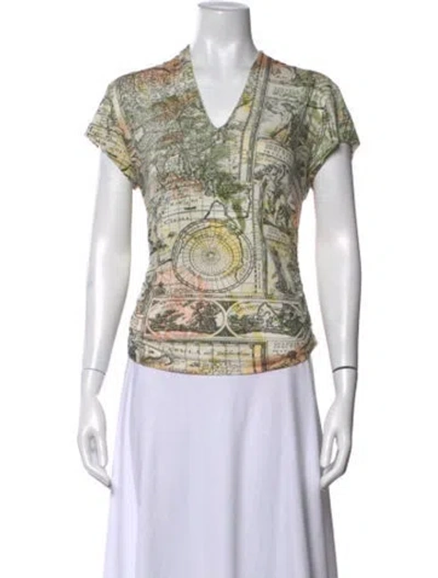 Pre-owned Etcetera Printed V-neck T-shirt In Multicolor