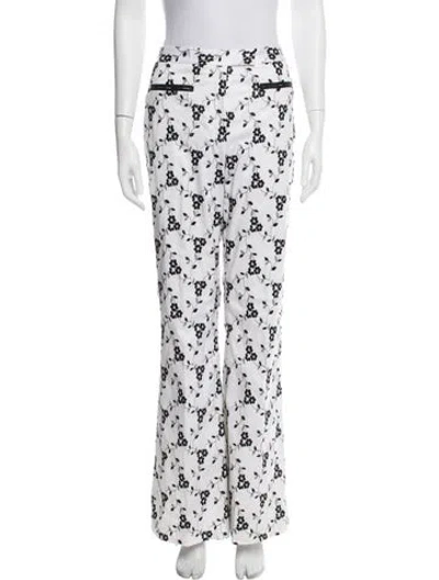Pre-owned Etcetera Printed Wide Leg Pants In White