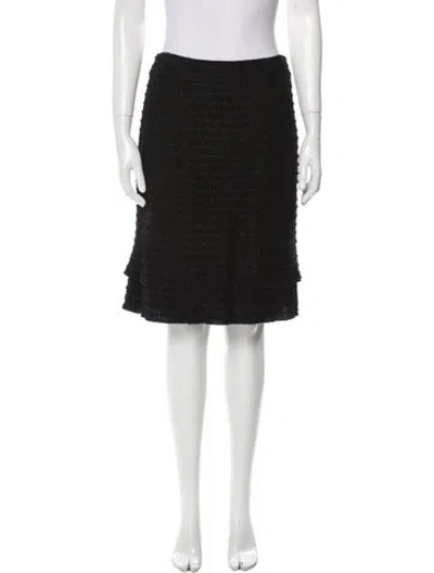 Pre-owned Etcetera Raw-edge Trim Knee-length Skirt In Black