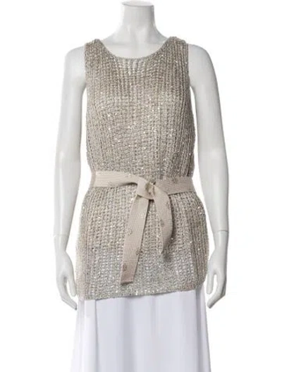 Pre-owned Etcetera Scoop Neck Sweater In Neutral