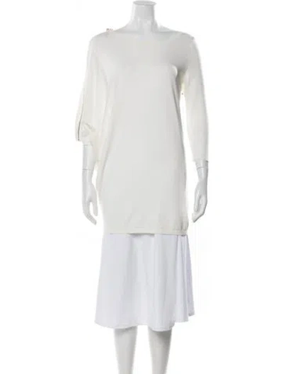 Pre-owned Etcetera Scoop Neck Three-quarter Sleeve Top In White