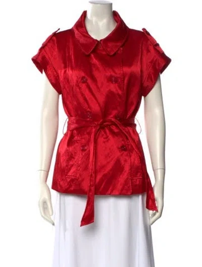 Pre-owned Etcetera Short Sleeve Button-up Top In Red