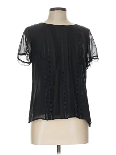 Pre-owned Etcetera Short Sleeve Silk Top Black Square Neckline Tops