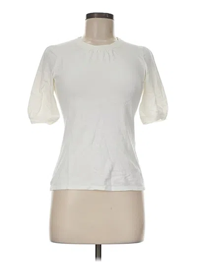 Pre-owned Etcetera Short Sleeve Top Ivory Mock Neckline Tops