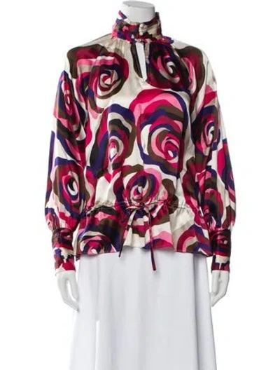 Pre-owned Etcetera Silk Floral Print Blouse In Multi