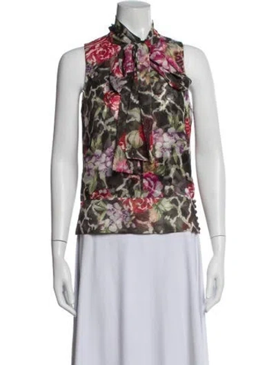 Pre-owned Etcetera Silk Floral Print Blouse In Multicolor
