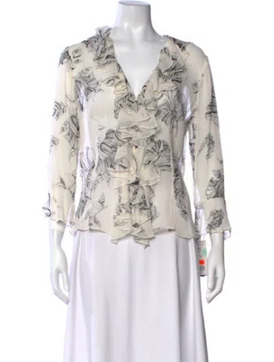 Pre-owned Etcetera Silk Floral Print Blouse In Multicolor