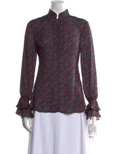 Pre-owned Etcetera Silk Floral Print Blouse W/ Tags In Multi