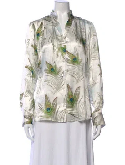 Pre-owned Etcetera Silk Floral Print Button-up Top In Multicolor