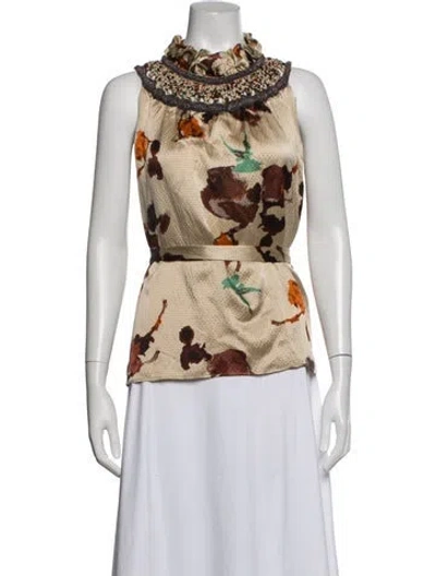 Pre-owned Etcetera Silk Floral Print Top In Multicolor