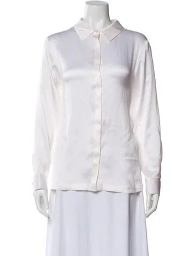 Pre-owned Etcetera Silk Long Sleeve Blouse In White