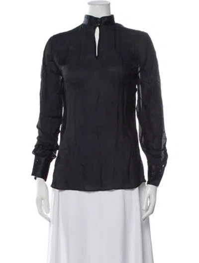 Pre-owned Etcetera Silk Long Sleeve Top In Blue