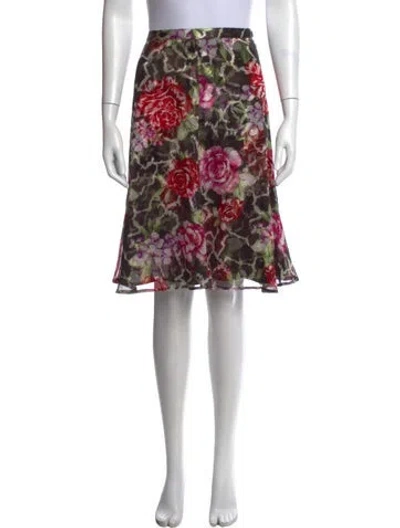 Pre-owned Etcetera Silk Midi Length Skirt In Multicolor